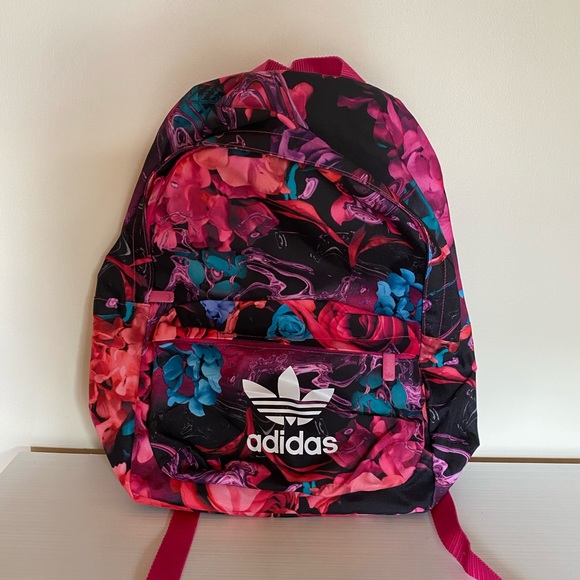 adidas pink floral backpack